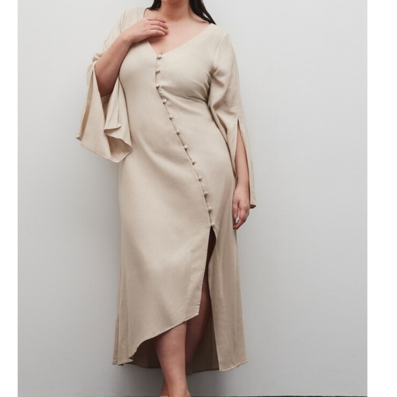Eloquii Beige Button-Down Dress - Picture 2 of 12